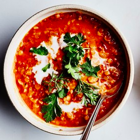 Curried Lentil, Tomato and Coconut Soup